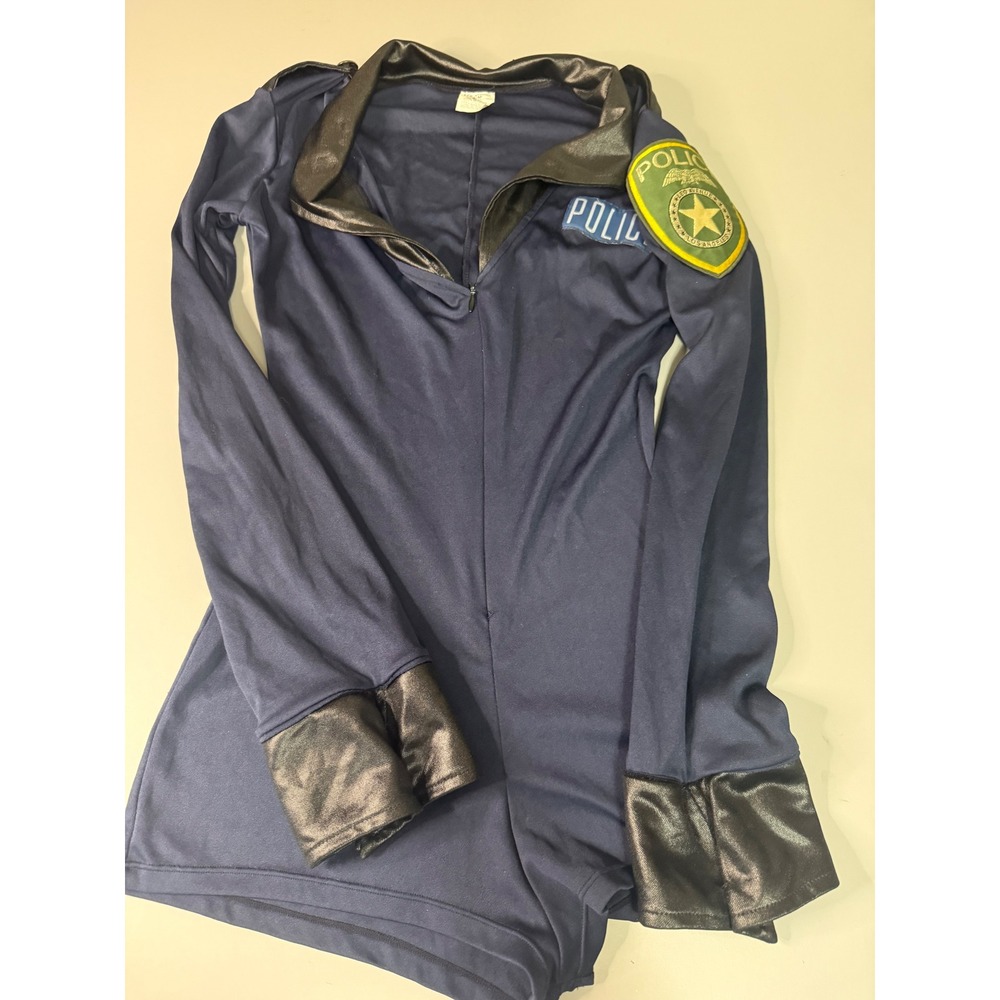 Leg Avenue Womens Police Officer Costume Navy Blue Romper Bodysuit SM